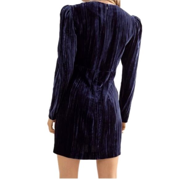 & Other Stores Crushed Velvet Navy Blue Mini Dress size 10 - Picture 3 of 13
